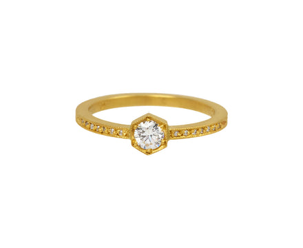 Gold Hexagonal Bezel Set Ring - TWISTonline 