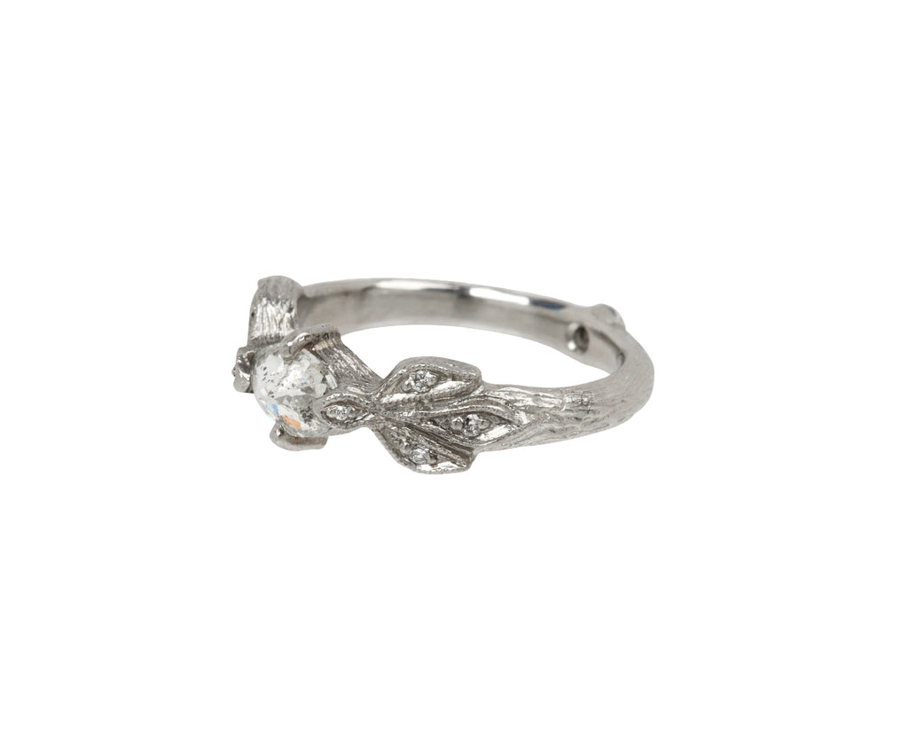 Diamond Three Leaf Side Ring
