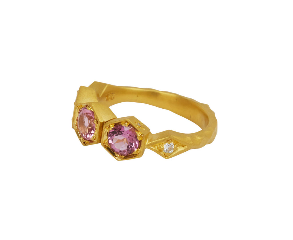 Pink Tourrmaline Triple Hexagonal Ring