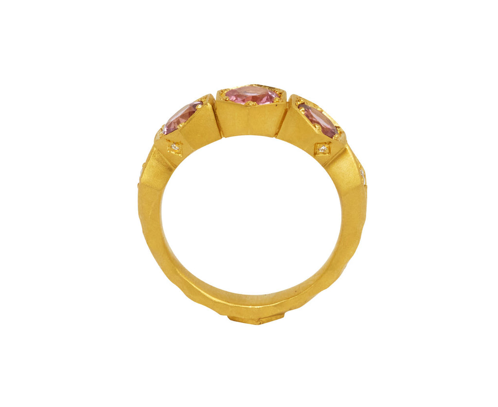 Pink Tourrmaline Triple Hexagonal Ring