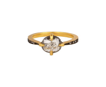 Cathy Waterman Silver Fine Rustic Diamond Set Ring
