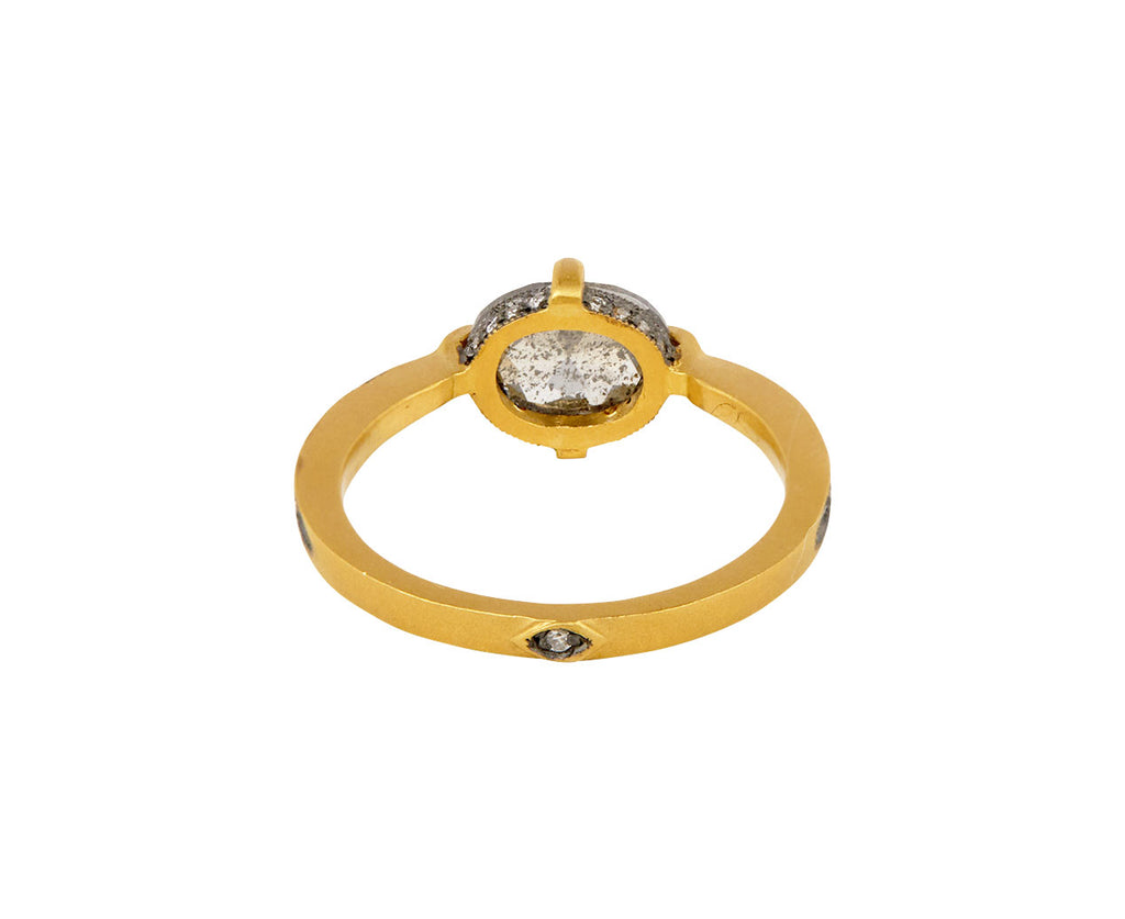 Cathy Waterman Silver Fine Rustic Diamond Set Ring Back