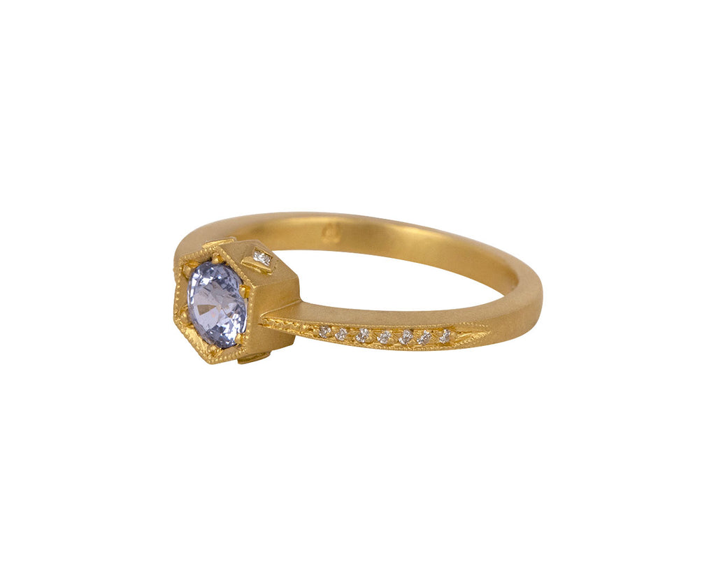 Cathy Waterman Lilac Sapphire Hexagonal Bezel Ring Side