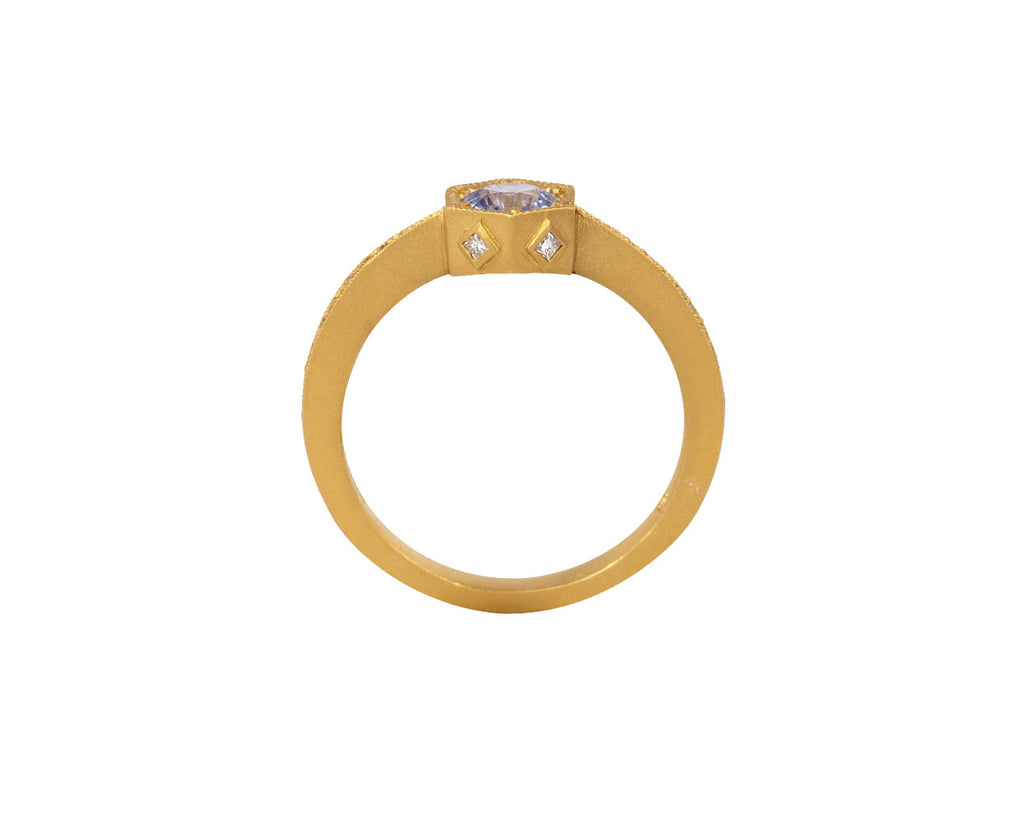 Lilac Sapphire Hexagonal Bezel Ring