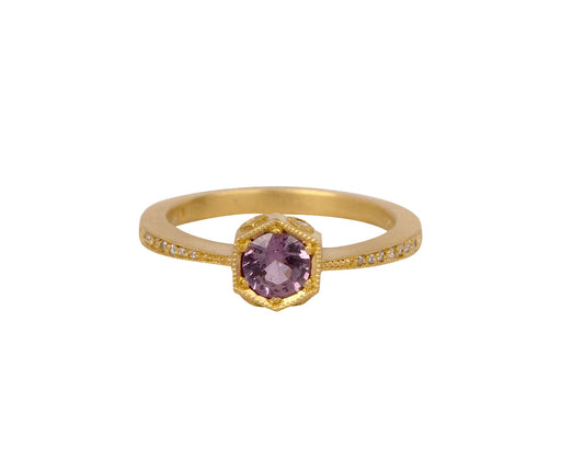Cathy Waterman Pink Sapphire Hexagonal Bezel Ring