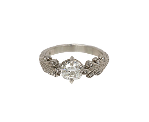 Platinum and Diamond Leaf Side Ring