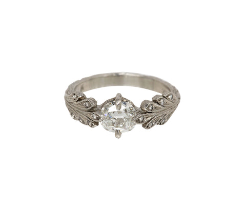 Platinum and Diamond Leaf Side Ring