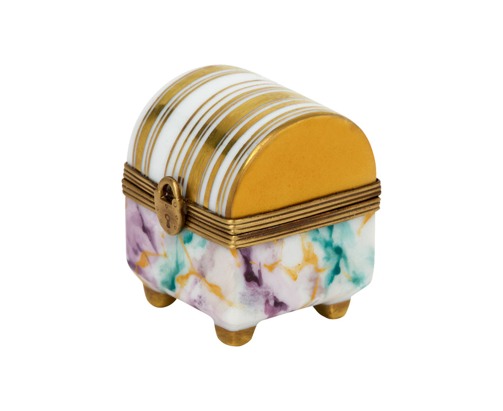Gold Stripe Marble Ring Box
