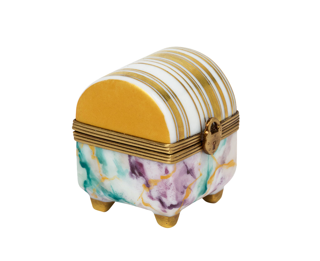 Gold Stripe Marble Ring Box
