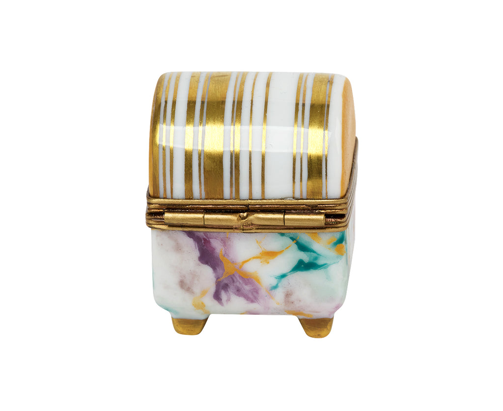 Gold Stripe Marble Ring Box