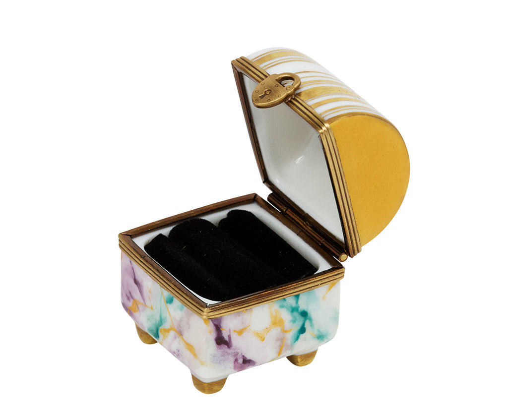 Gold Stripe Marble Ring Box