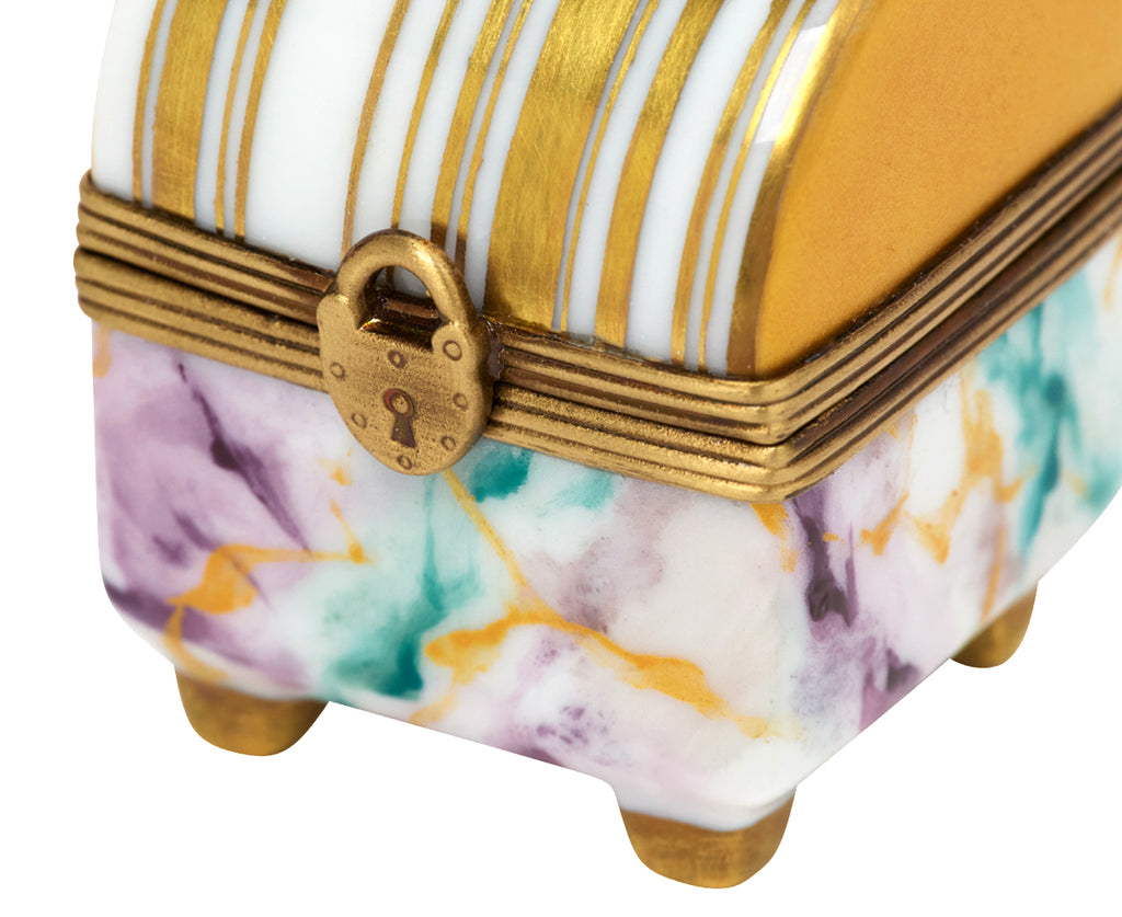 Gold Stripe Marble Ring Box