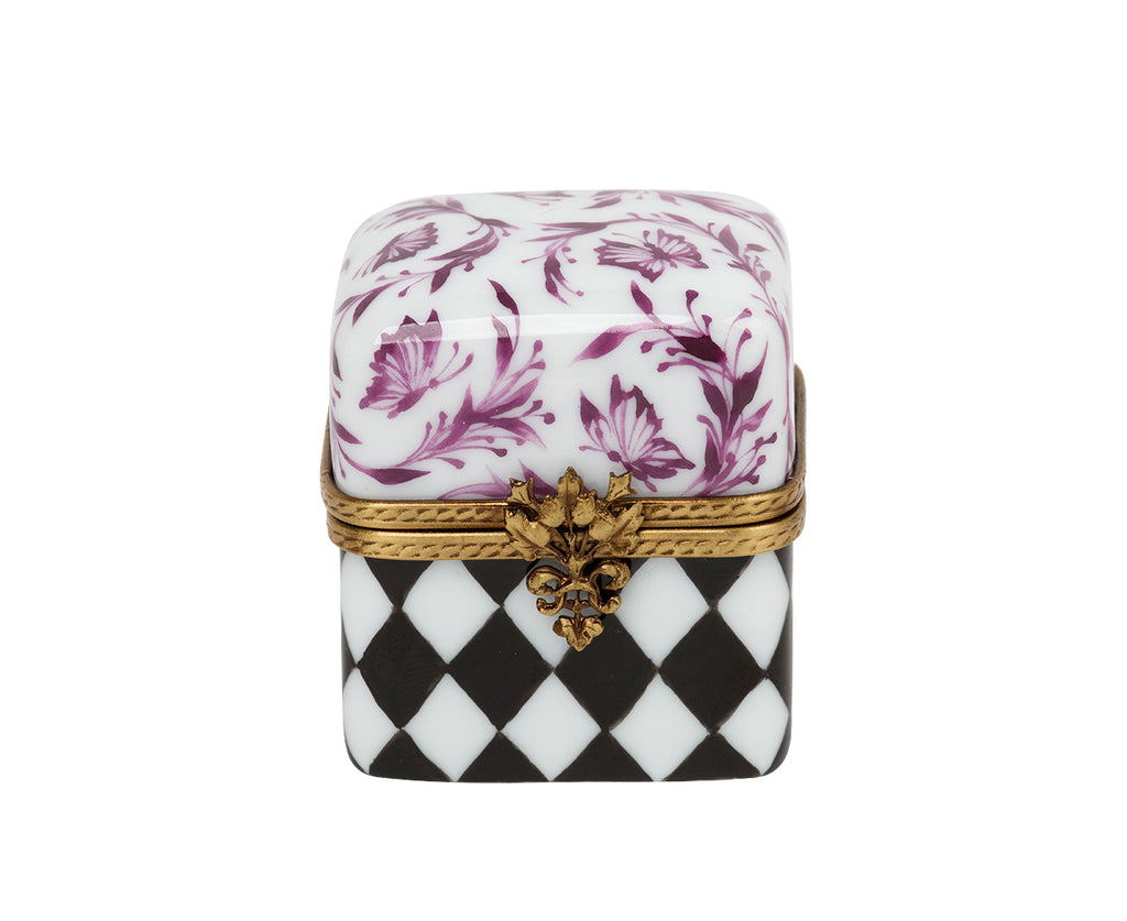 Pink Violet Butterfly and Argyle Ring Box