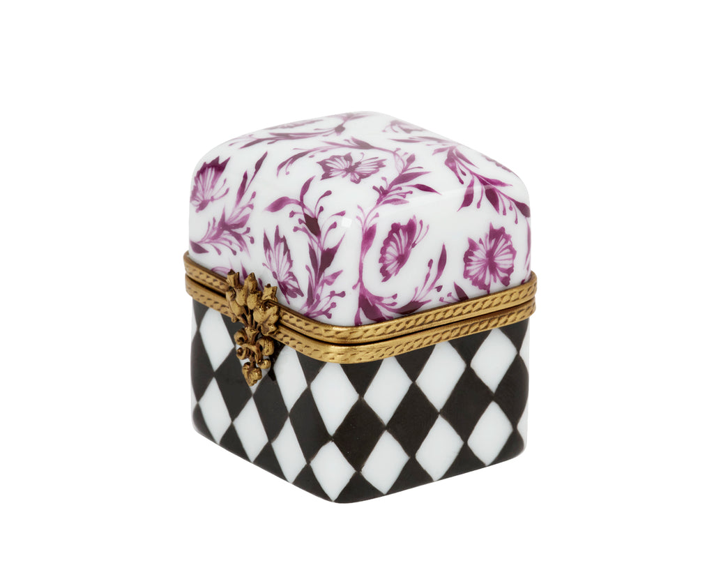 Pink Violet Butterfly and Argyle Ring Box