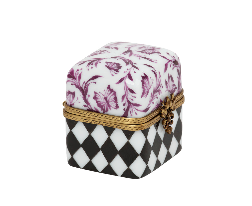 Pink Violet Butterfly and Argyle Ring Box