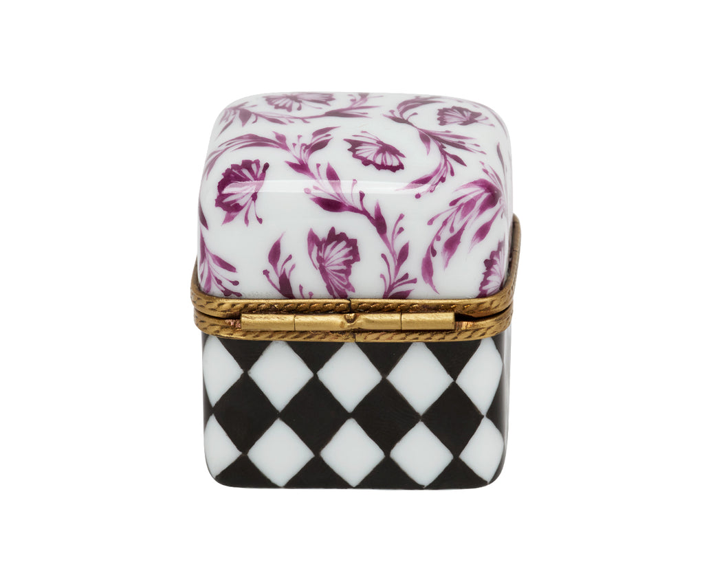 Pink Violet Butterfly and Argyle Ring Box