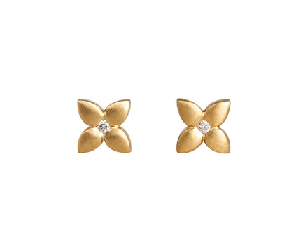 Nicole Landaw Four Petal Flat Flower Stud Earrings