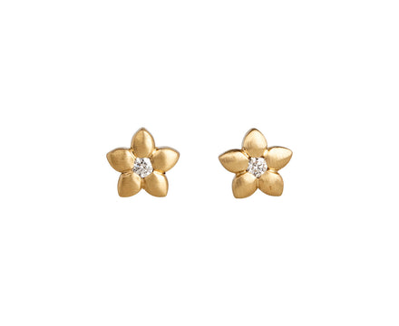 Nicole Landaw Five Petal Flat Flower Stud Earrings