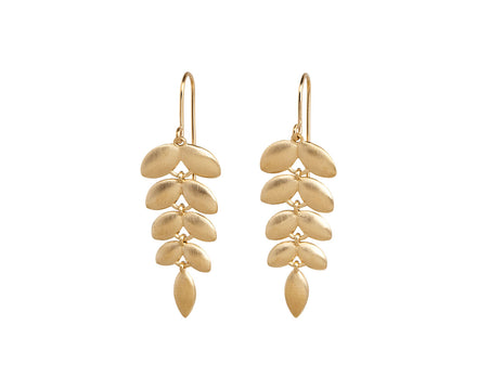 Nicole Landaw Gold Trailing Leaf Dangle Earrings