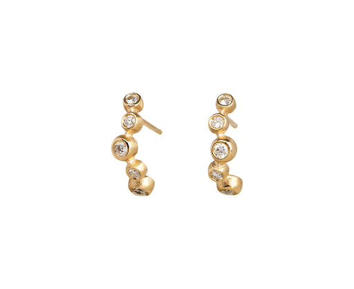 Nicole Landaw Diamond Waving Rivera Demi Hoop Earrings