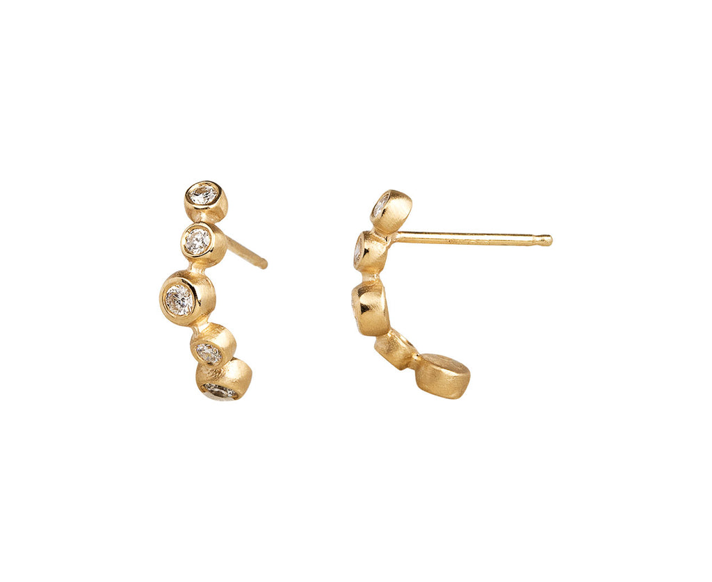 Nicole Landaw Diamond Waving Rivera Demi Hoop Earrings Side View