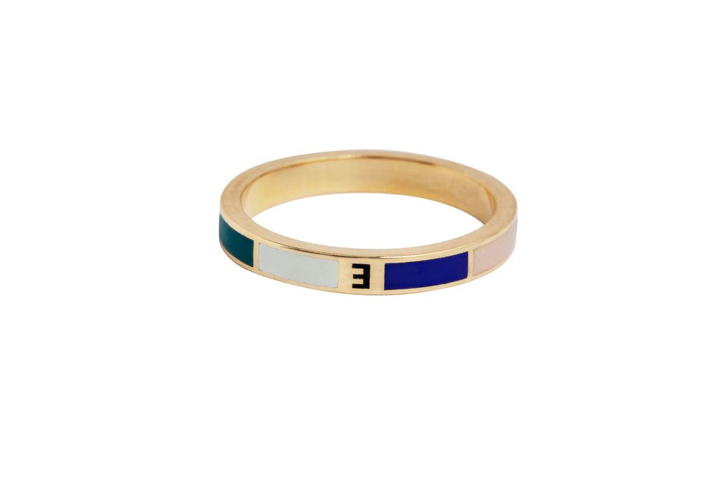 Foundrae Internal Compass Thin Stacking Ring Back