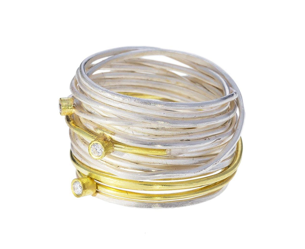 Diamond Gold and Silver Spaghetti Ring - TWISTonline 