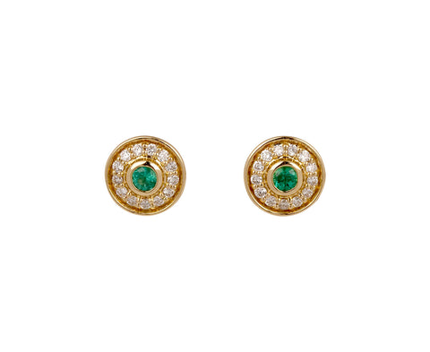 Almasika Emerald and Diamond Petite Universum Stud Earrings