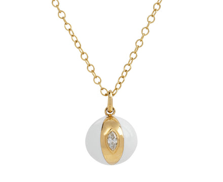 White Enamel Diamond Globe Pendant Necklace - TWISTonline 