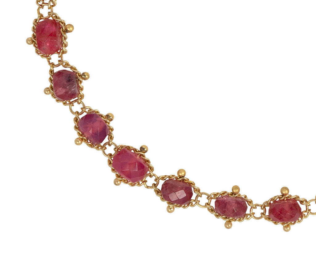 Amali Pink Spinel Woven Textile Bracelet Close Up