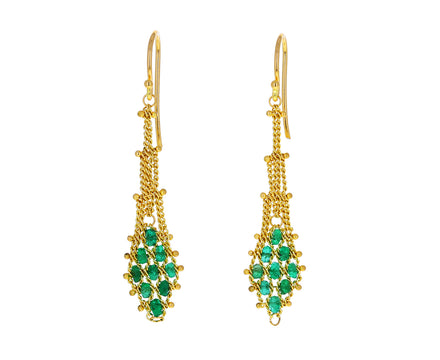 Emerald Textile Drop Earrings