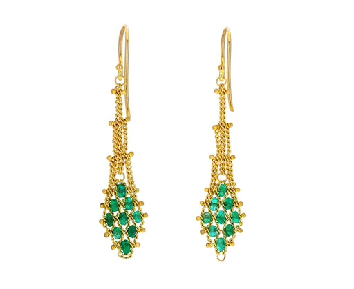 Emerald Textile Drop Earrings