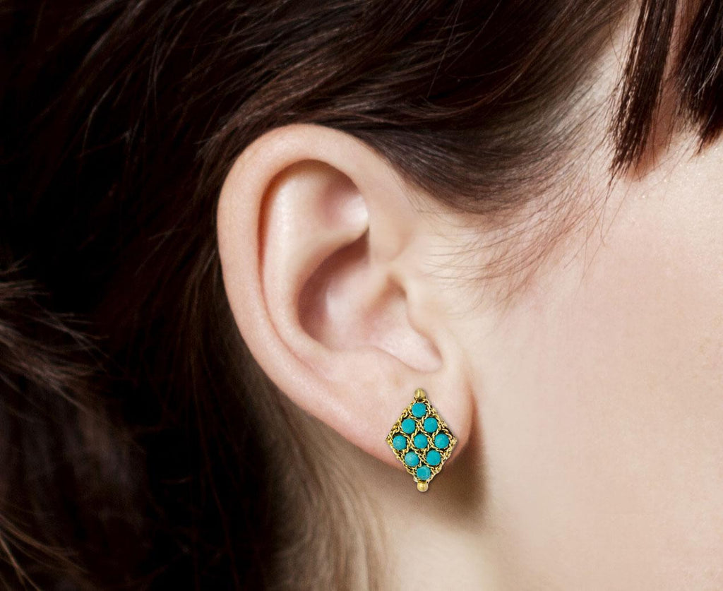 Turquoise Textile Stud Earring - TWISTonline 