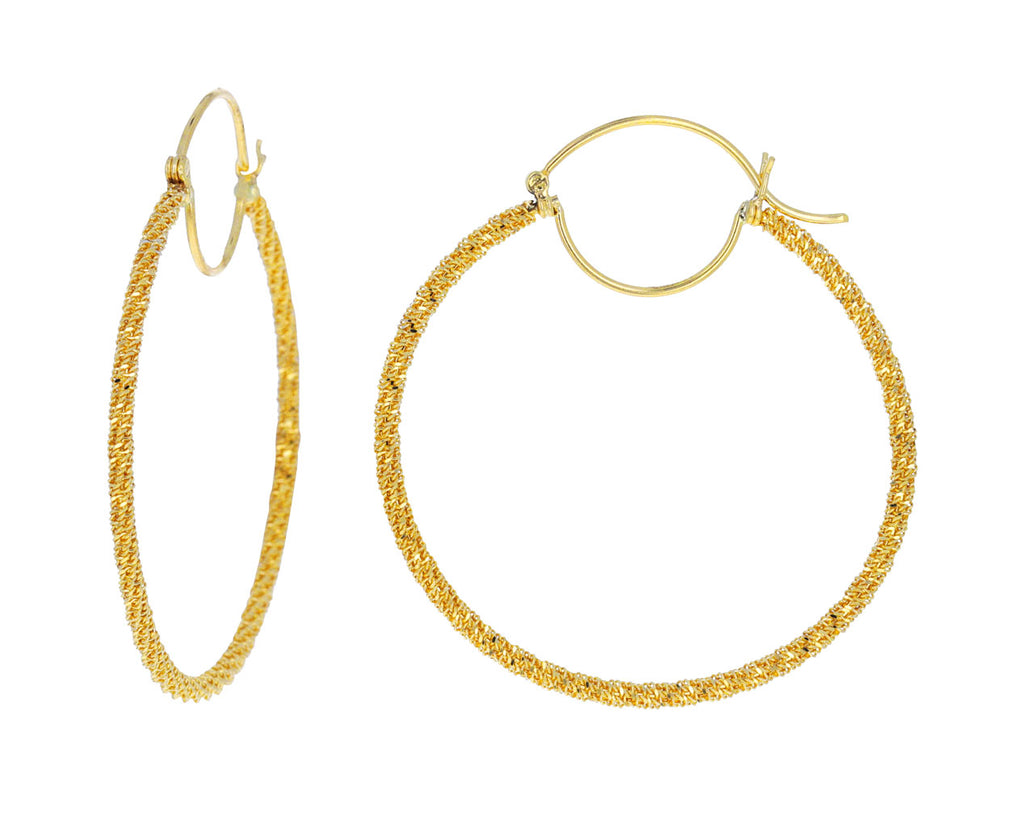 Large Gold Textile Hoop Earrings