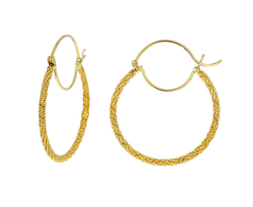 Gold Textile Hoop Earrings
