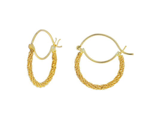 Gold Textile Mini Hoop Earrings