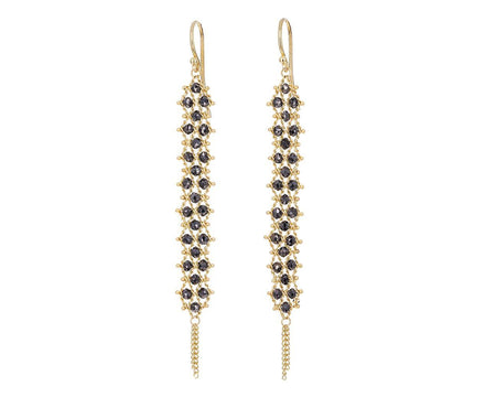 Long Black Diamond Textile Earrings - TWISTonline 