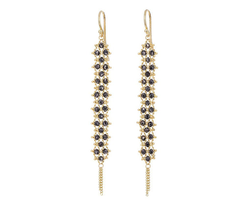 Long Black Diamond Textile Earrings - TWISTonline 