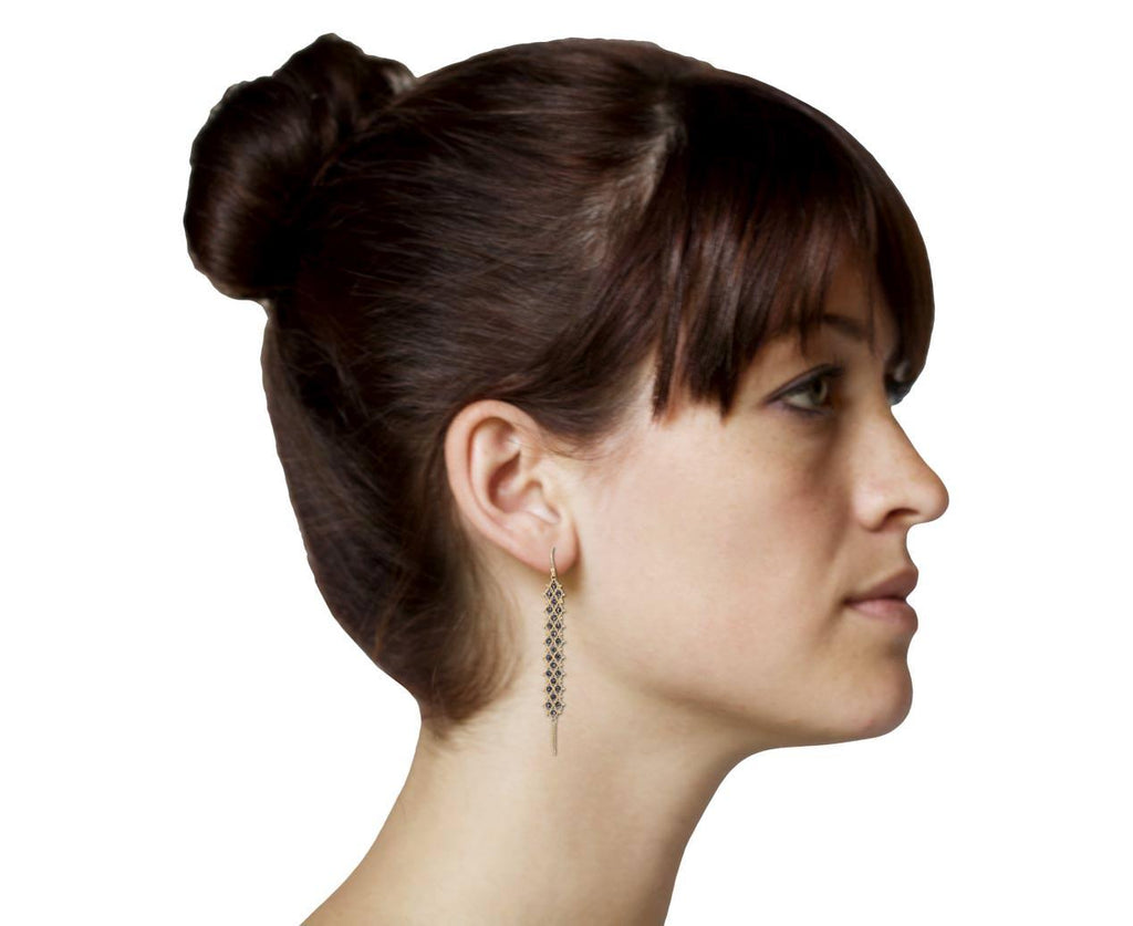 Long Black Diamond Textile Earrings - TWISTonline 