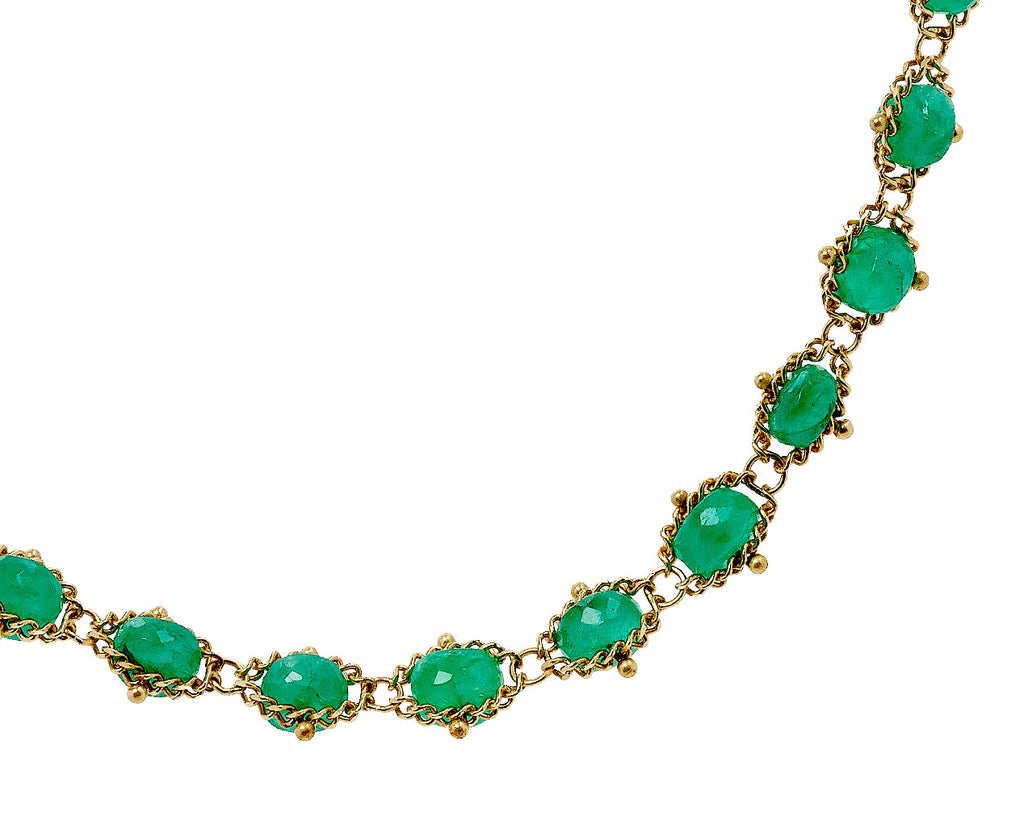 Amali Emerald Woven Textile Necklace Close Up
