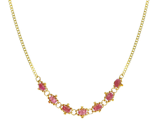 Pink Spinel Centered Textile Necklace
