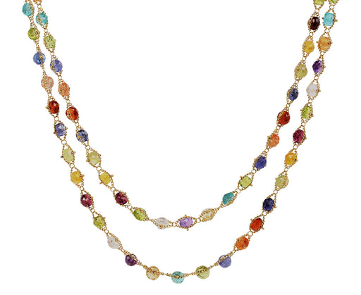 Amali Rainbow Gem Woven Textile Necklace Double