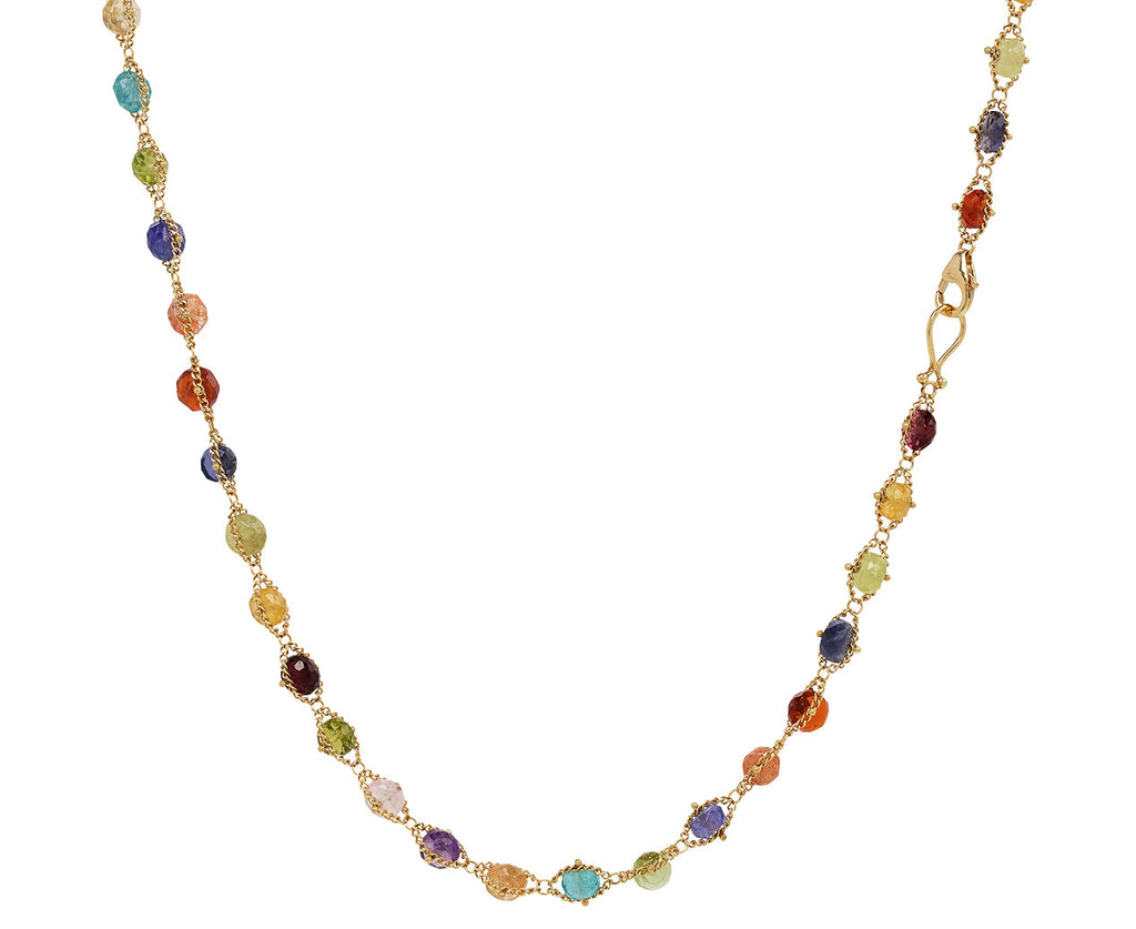 Amali Rainbow Gem Woven Textile Necklace Back View
