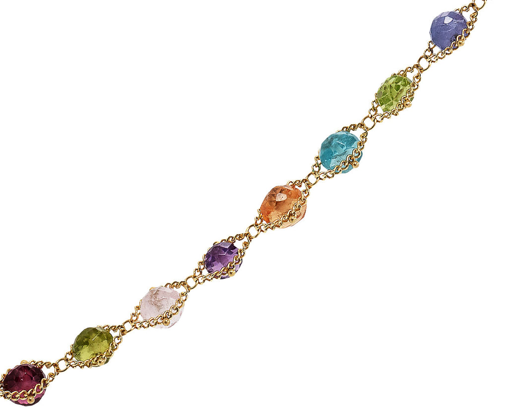 Amali Rainbow Gem Woven Textile Necklace Close Up