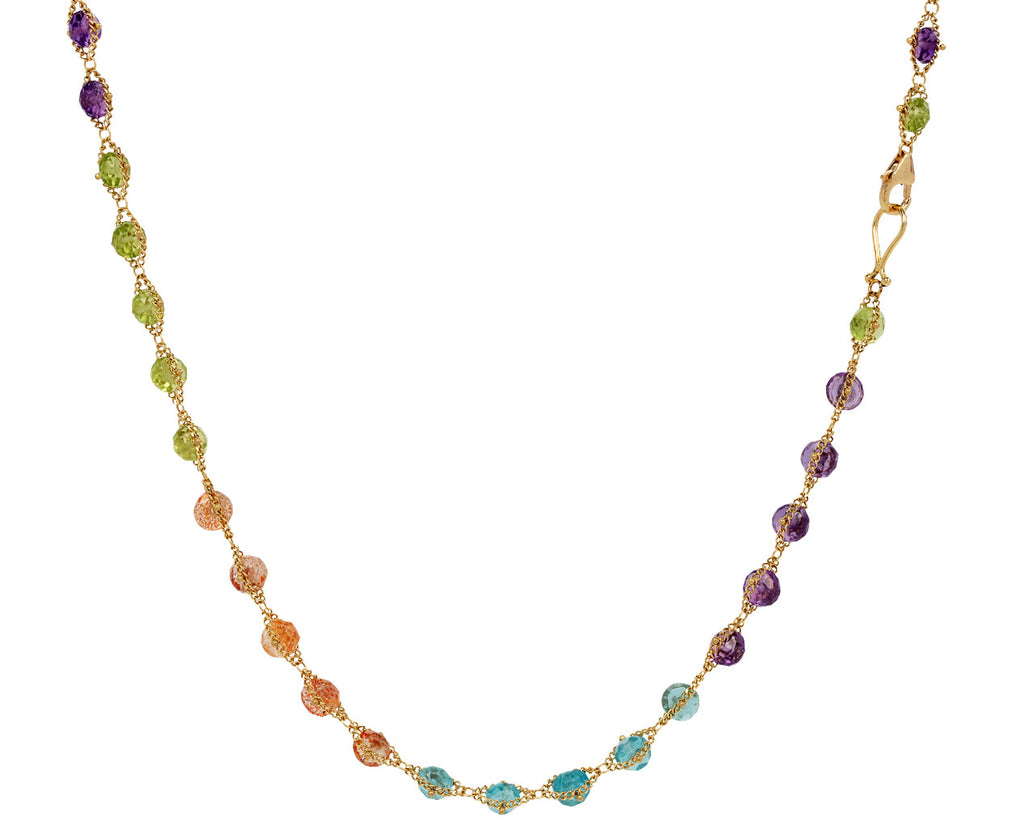 Amali Sunstone, Amethyst, Peridot and Apatite Woven Textile Necklace Clasp