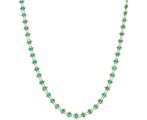 Long Turquoise Textile Necklace