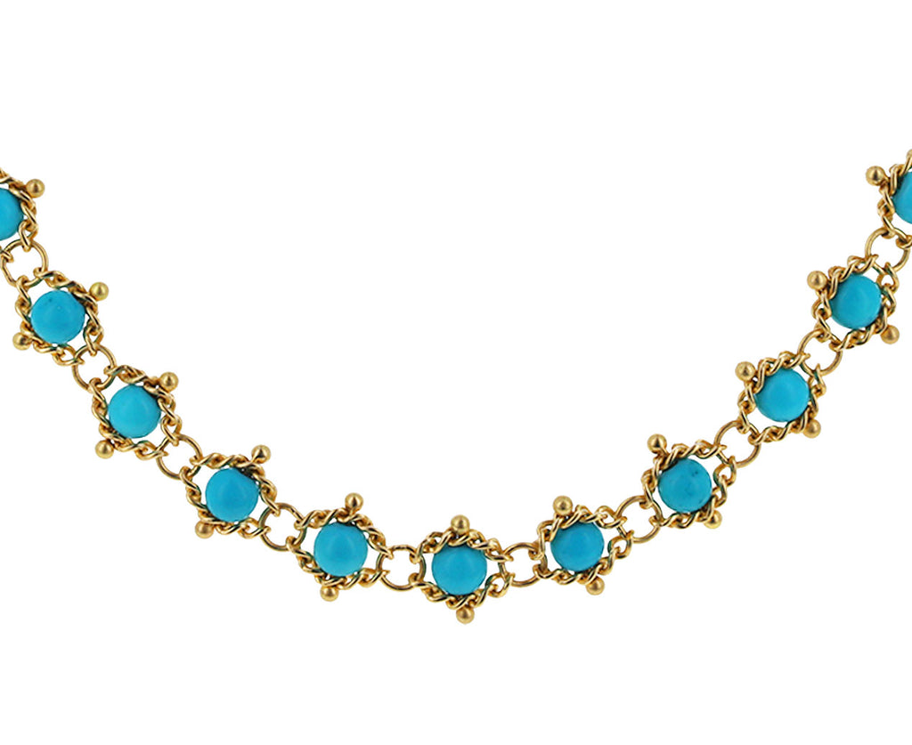 Long Turquoise Textile Necklace