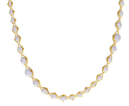 Graduated Pearl Textile Necklace