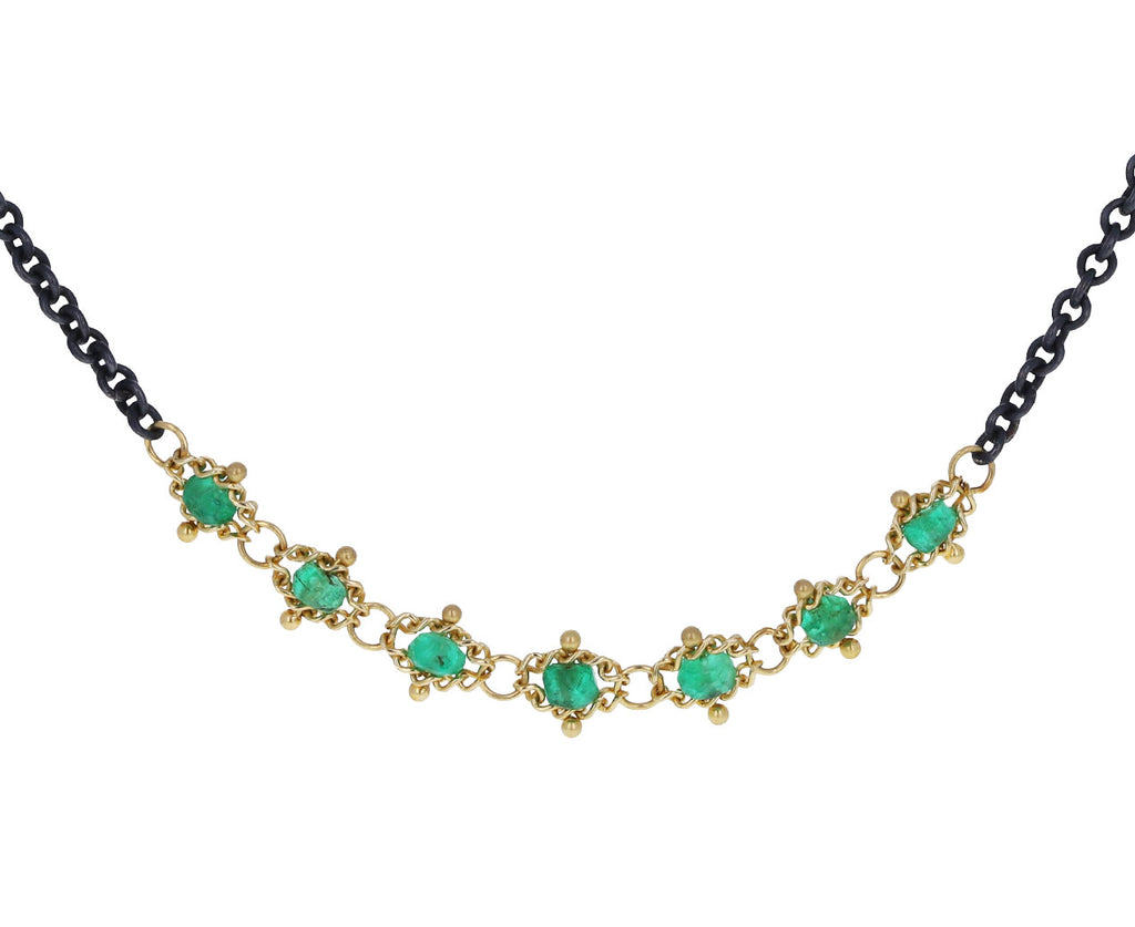 Emerald Textile Station Necklace