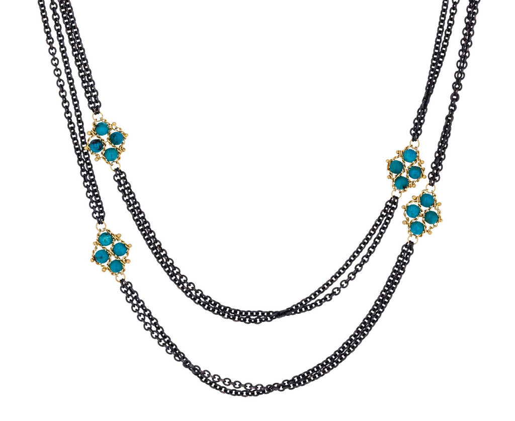 Turquoise Textile Station Double Chain Necklace - TWISTonline 